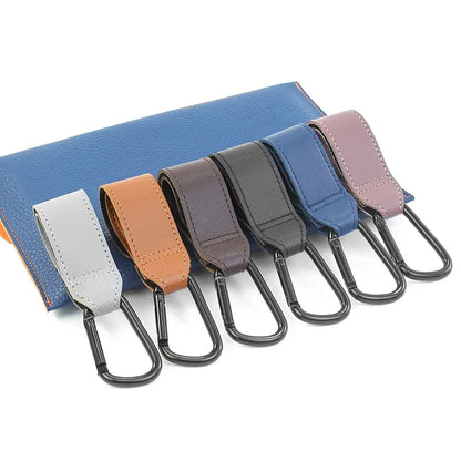 360-Degree Rotating Leather Stroller Hook for Baby Bags and Organizers