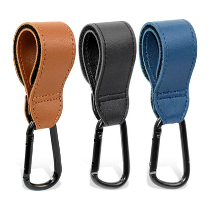 360-Degree Rotating Leather Stroller Hook for Baby Bags and Organizers